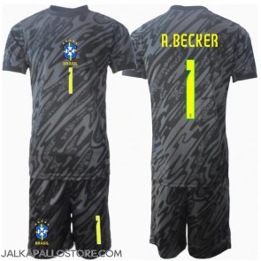 Brasilia Alisson Becker #1 Maalivahti Vieraspaita Lapsille Copa America 2024 Lyhythihainen (+ shortsit)